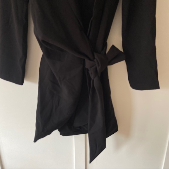 Zara Black Wrap dress with padded shoulders - Size Medium - Picture 2 of 6